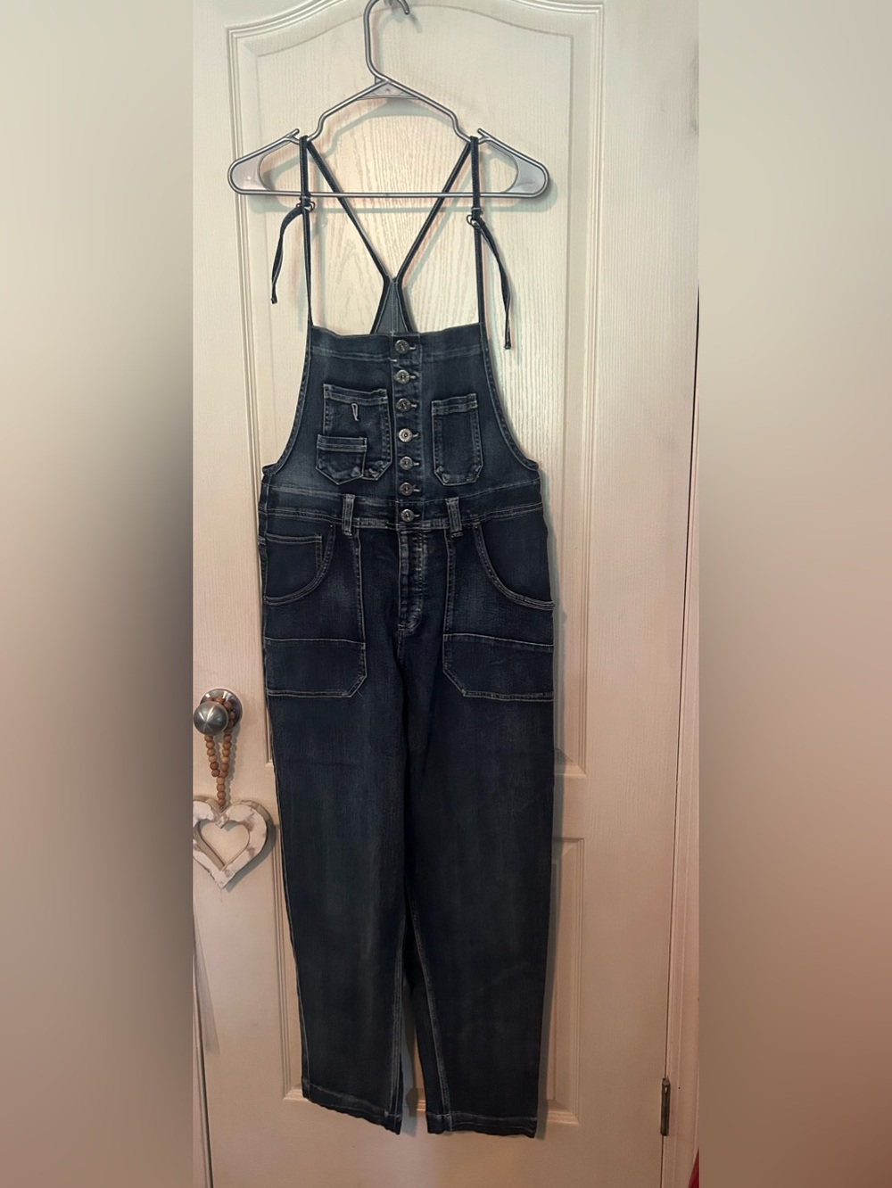 Women’s Dark Wash Denim Overalls - Adjustable Straps